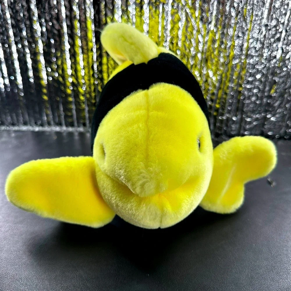 Ty Beanie Baby Bubbles Fish‎ 8in Yellow Black 1998 Retired Plush Toy